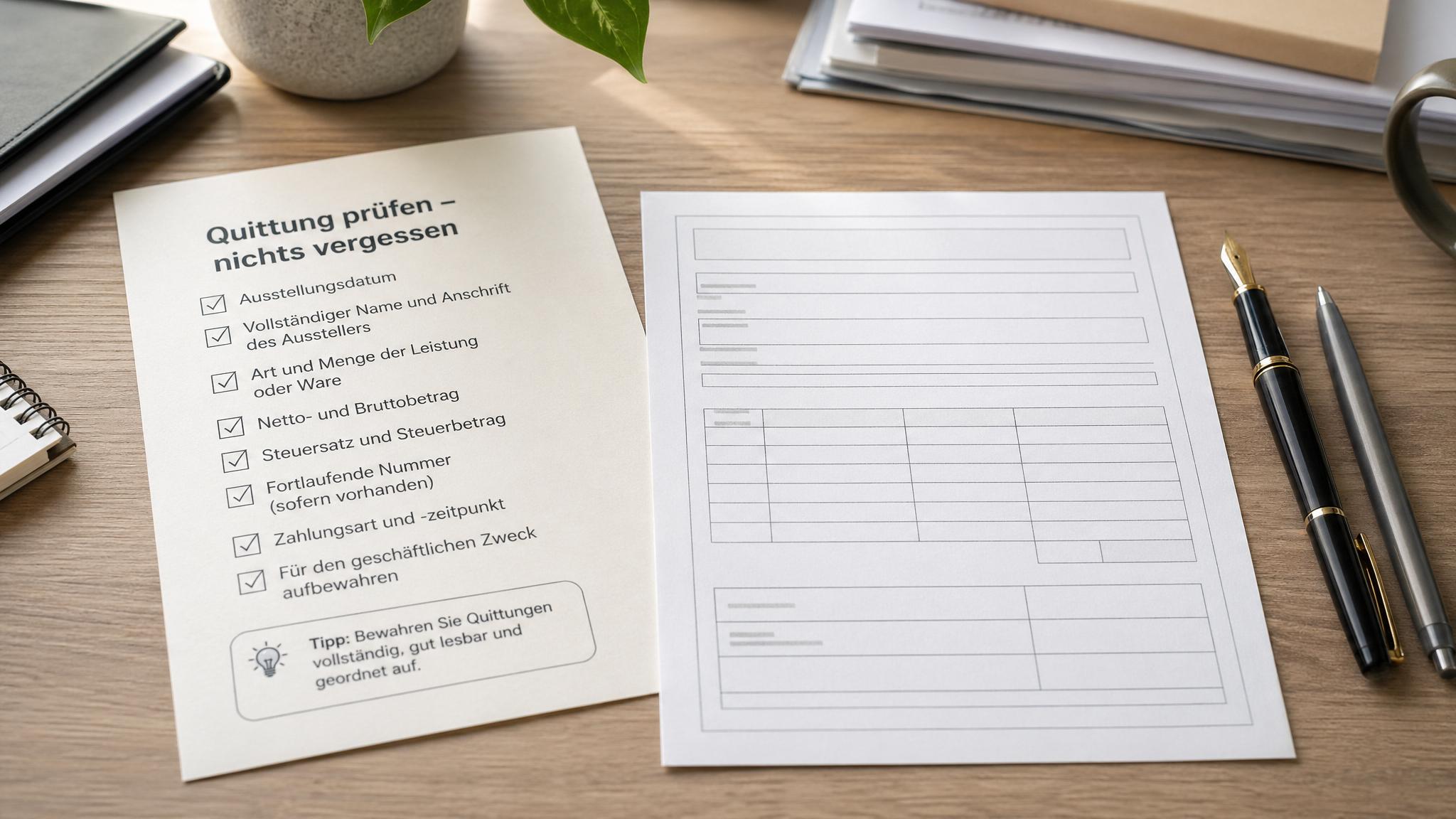 Checkliste zum richtigen Ausfüllen einer Quittung